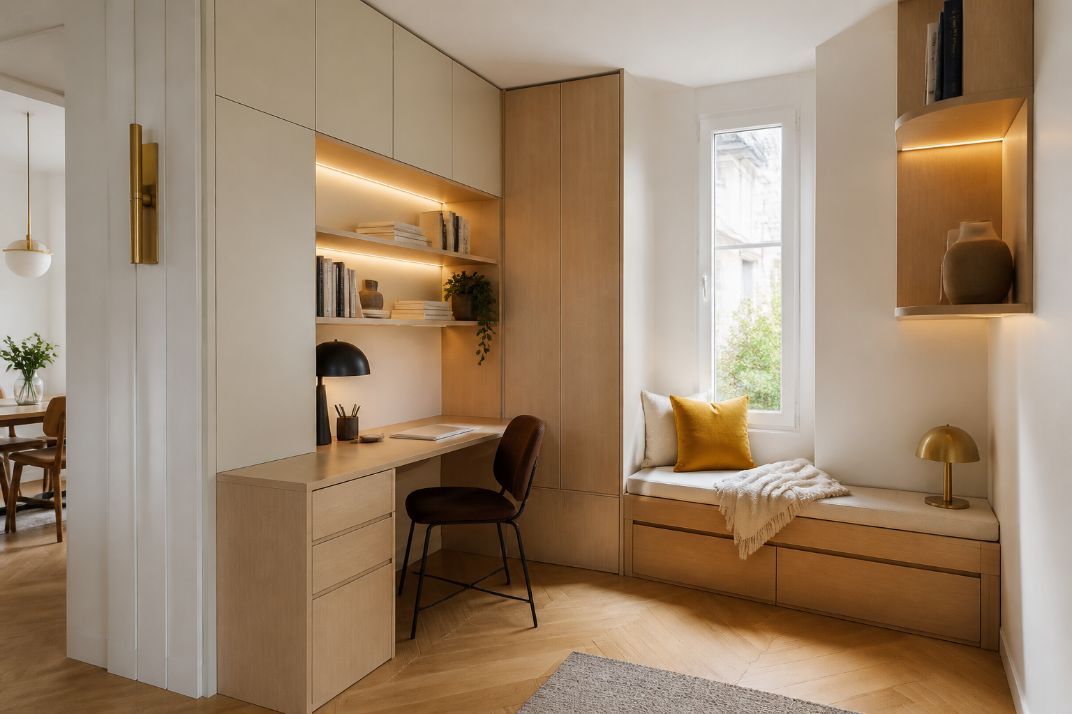 Illustration d’un bureau et de rangements sur mesure à Bussy-Saint-Georges