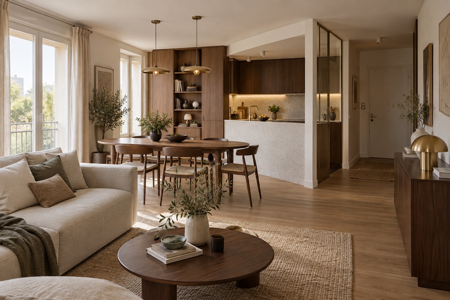 Illustration d’un séjour rénové avec rangements sur mesure à Neuilly-sur-Marne