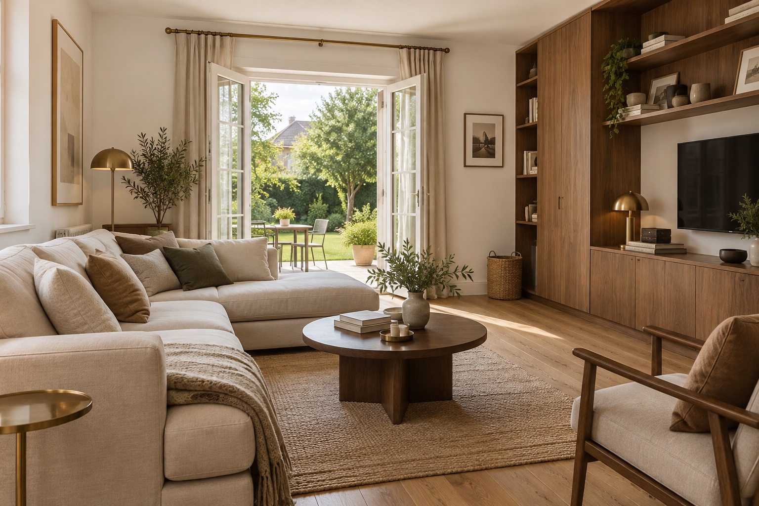 Illustration d’un séjour rénové avec rangements sur mesure à Pontault-Combault