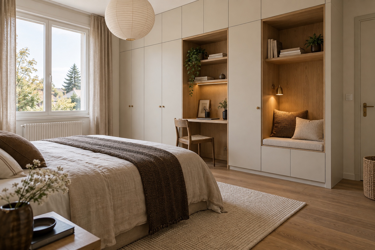 Illustration générée d’une chambre avec rangements sur mesure à Sucy-en-Brie