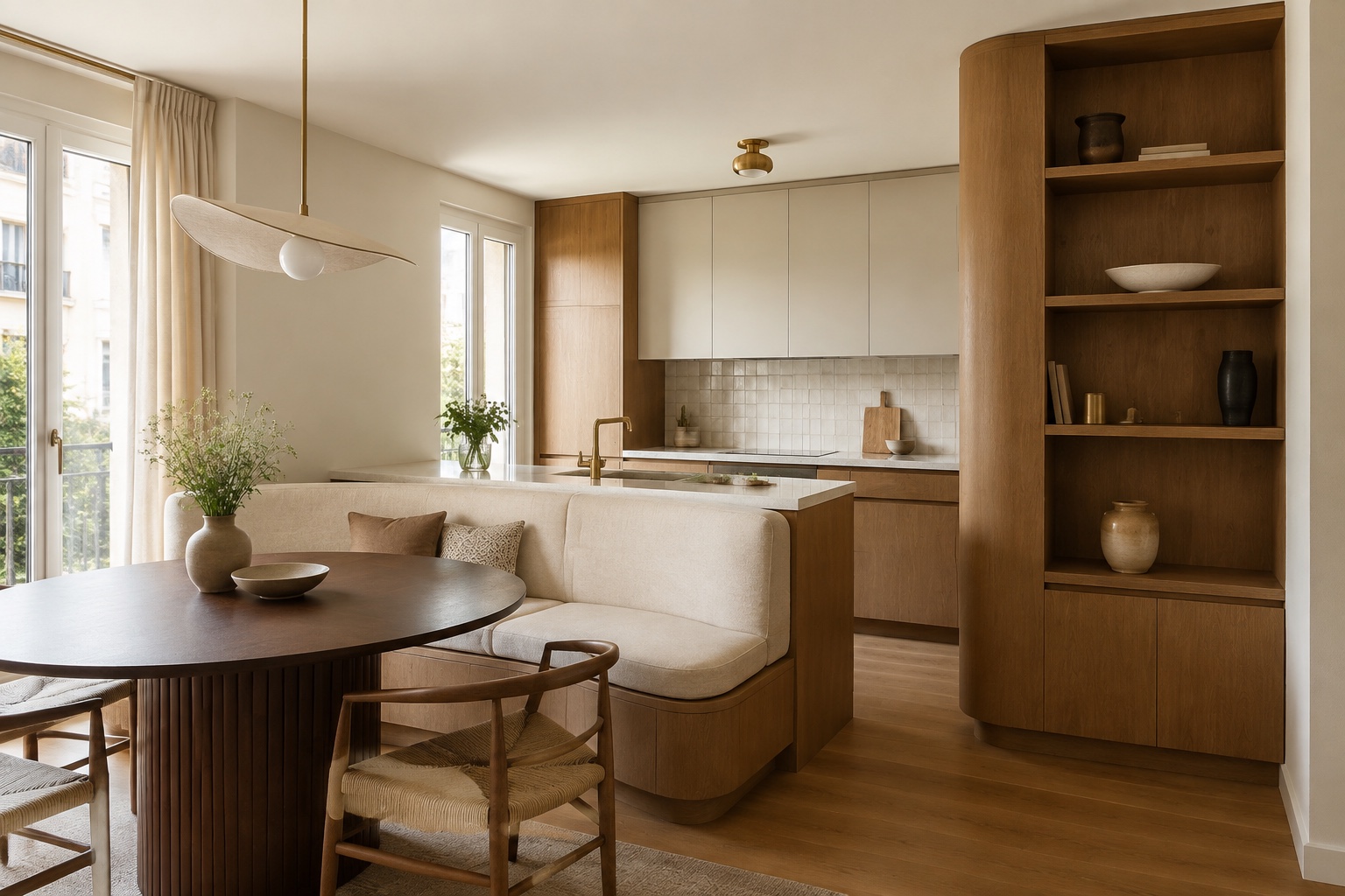 Illustration d’une cuisine avec banquette sur mesure à Joinville-le-Pont