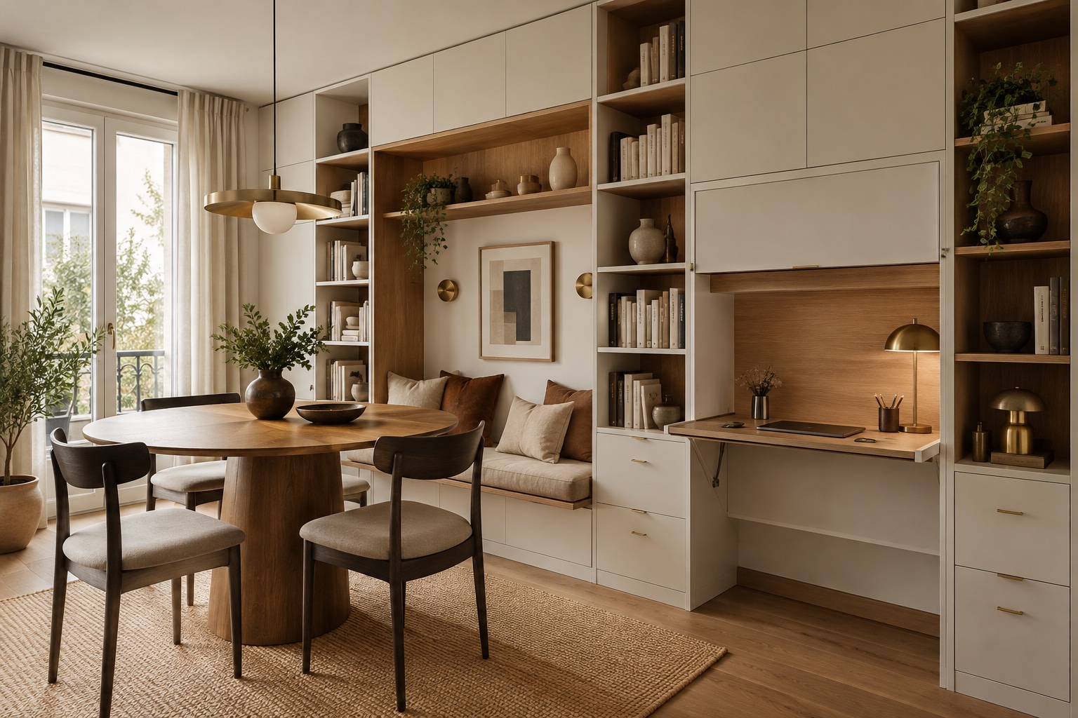 Vue de conception de rangements sur mesure et d’un bureau intégré à Saint-Maurice